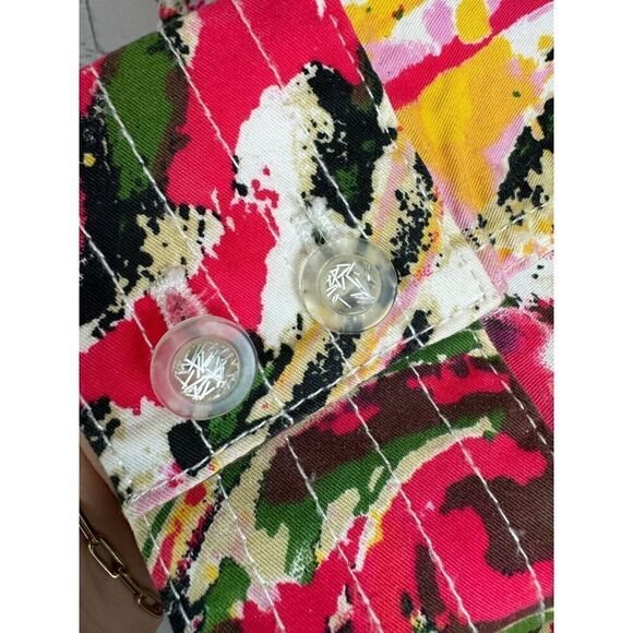 CHICO'S cotton stretch multicolor zipper unlined jacket blazer size 1 M - Picture 7 of 9